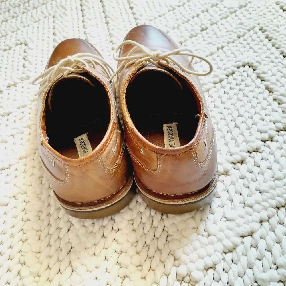 Steve Madden Harold Leather Lace Up Top Stitching Derby sz: 8.5